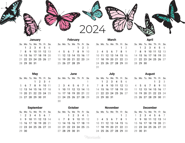 2024 Full Year Calendar Printable Pdf File Holidays Calendar 2024 - Free Printable 2024 Yearly Calendar Cute