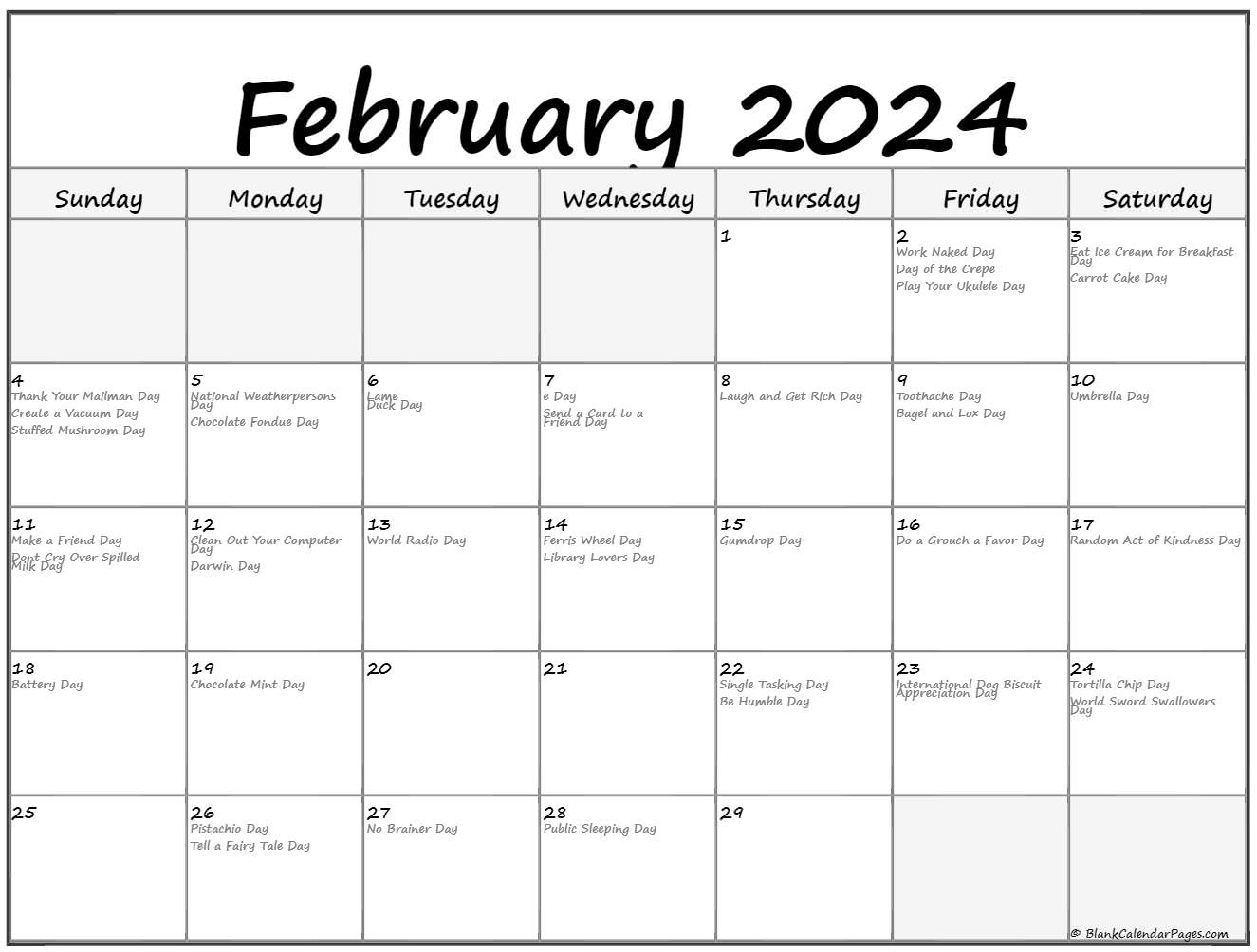 2024 Funny Printable Calendar 2024 CALENDAR PRINTABLE - Free Printable 2024 Calendar With Holidays And Fun Facts
