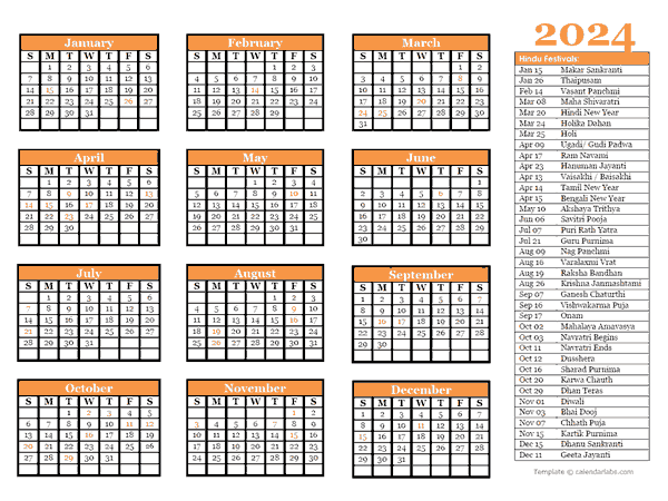 2024 Hindu Festivals Calendar Template Free Printable Templates | Free Printable 2024 Hindu Calendar With Holidays