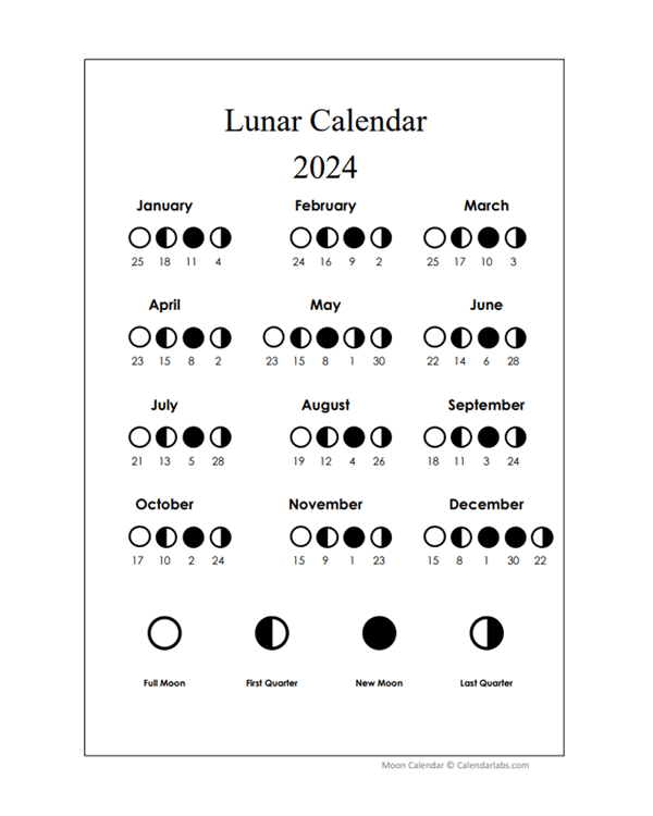 2024 Lunar Calendar Astrology Online Pdf Jan 2024 Calendar - Free Printable 2024 Calendar With Holidays And Moon Phases