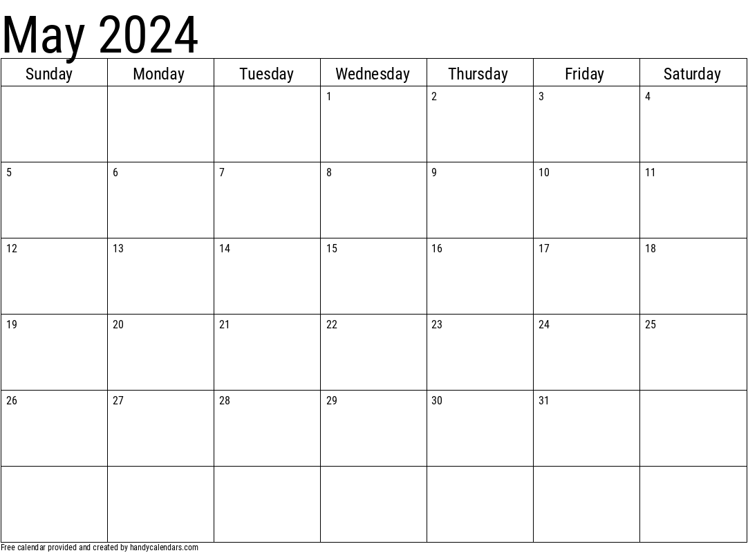 2024 May Calendars - Handy Calendars in Free Printable Blank Calendar 2024 May