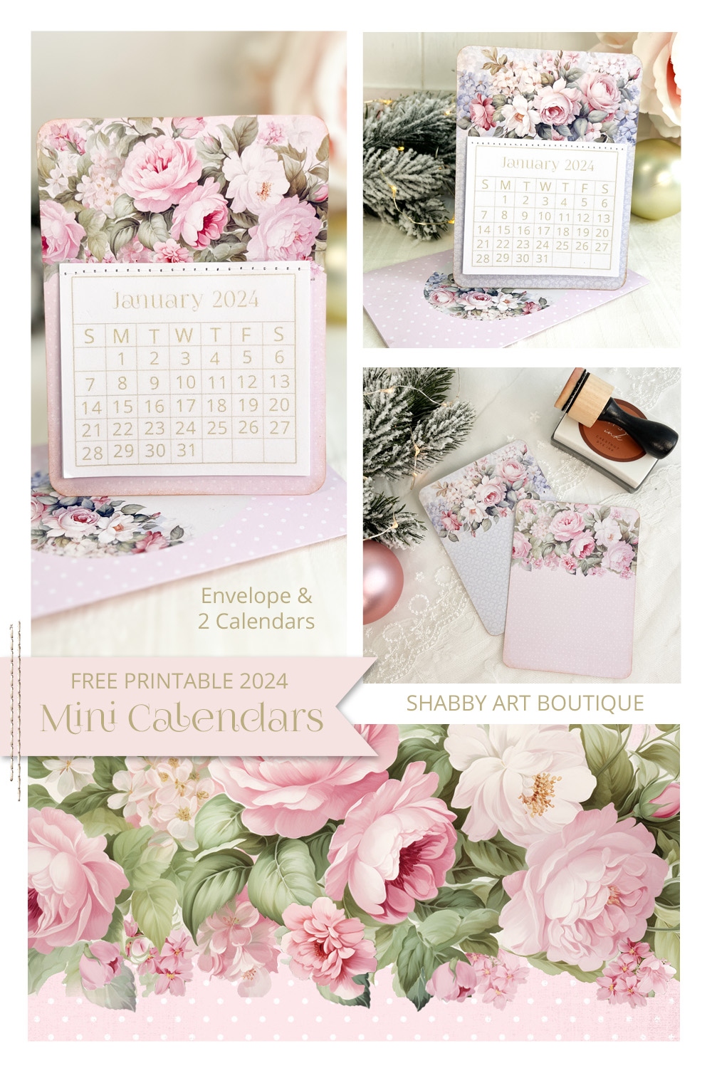 2024 Mini Calendars - Free Printable - Shabby Art Boutique intended for Free Printable Calendar 2024 Botanical Paperworks