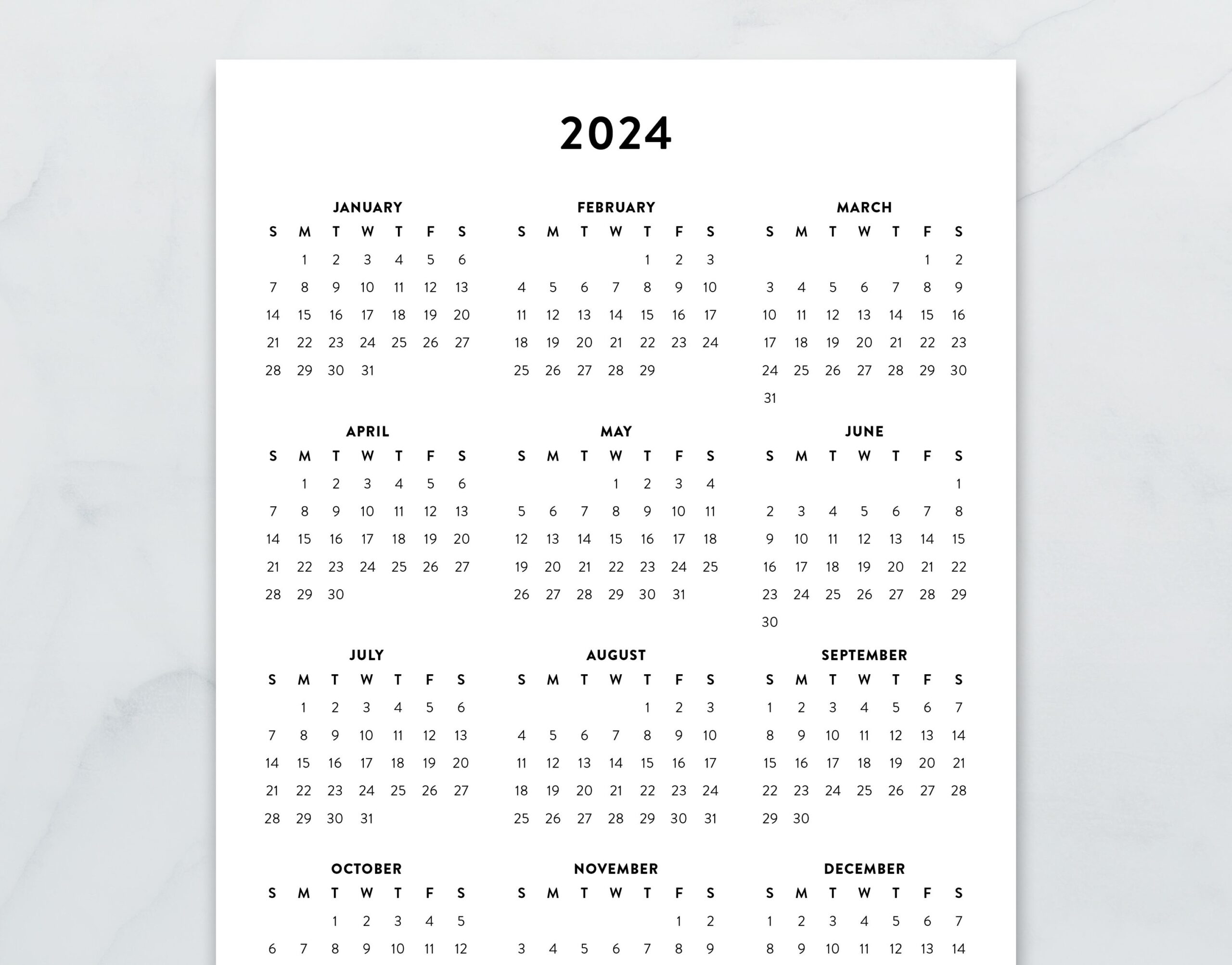 2024 Minimalist Letter Printable Calendar 2024 Simple Etsy Nederland | Free Printable 2024 Calendar Letter Size