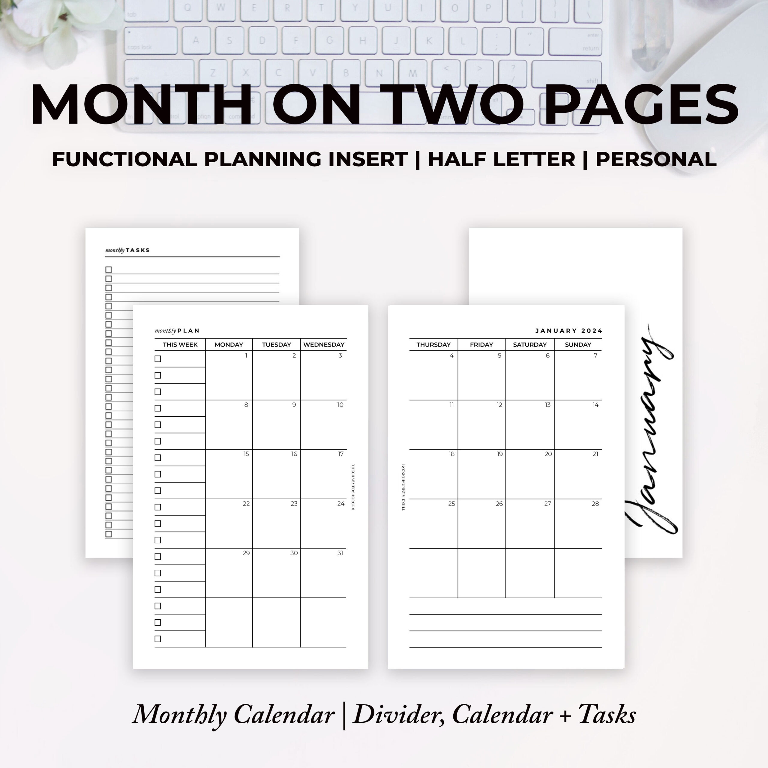 2024 Month On Two Pages Calendar {Printable Pdf} intended for Free Printable Calendar 2024 2 Months Per Page