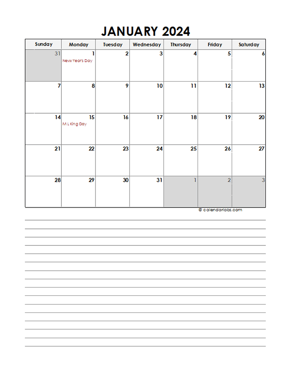 2024 Monthly Excel Template Calendar Free Printable Templates - Free Printable 2024 Monthly Calendar With Lines