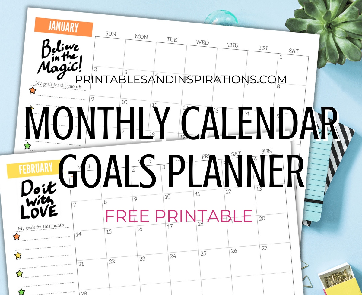 2024 Monthly Planner Goals Calendar – Free Printable - Printables with regard to Free Printable Calendar 2024 Task By Month