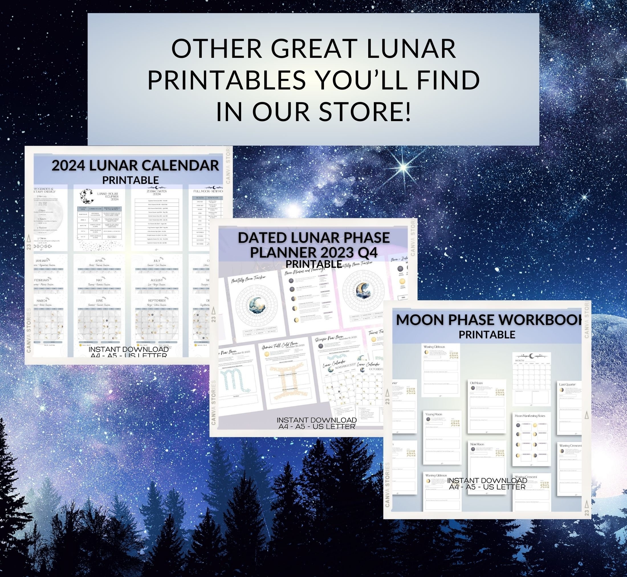 2024 Moon Calendar, Printable Instant Download Pdf, Colourful regarding Free Printable August Lunar Calendar 2024
