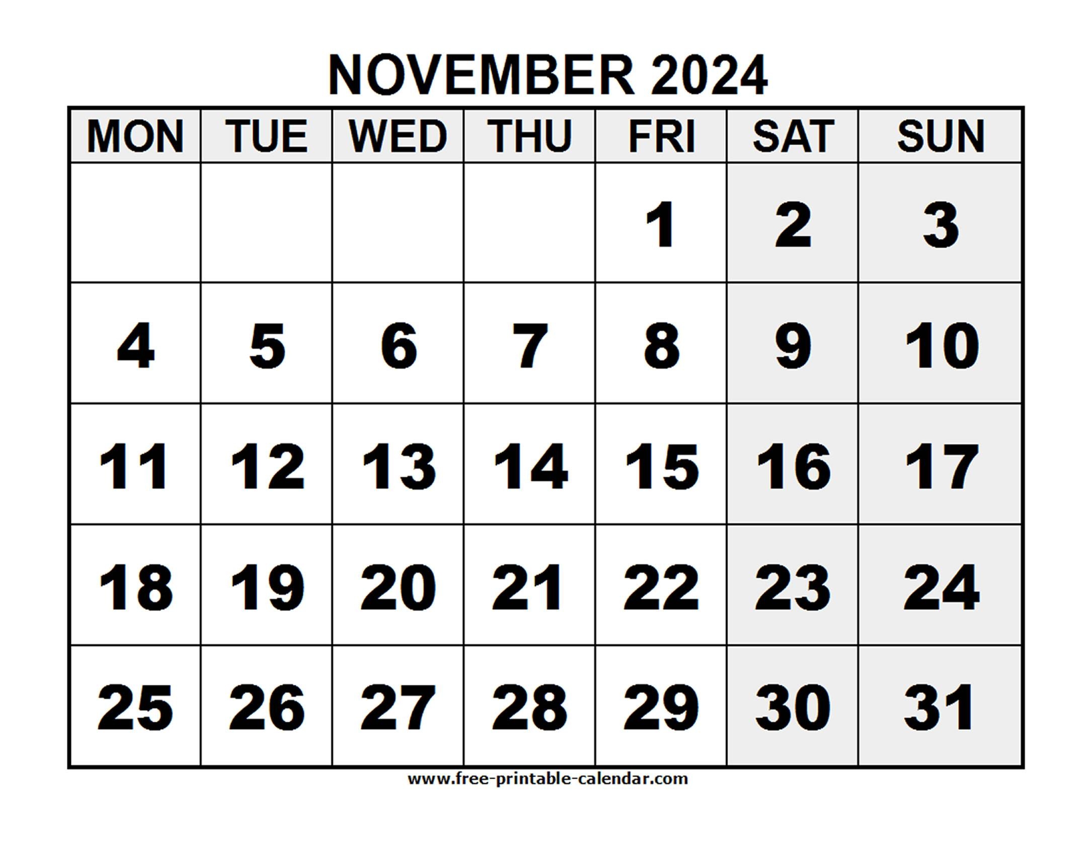 2024 November - Free-Printable-Calendar in Free Printable Appointment Calendar November 2024 Calendar