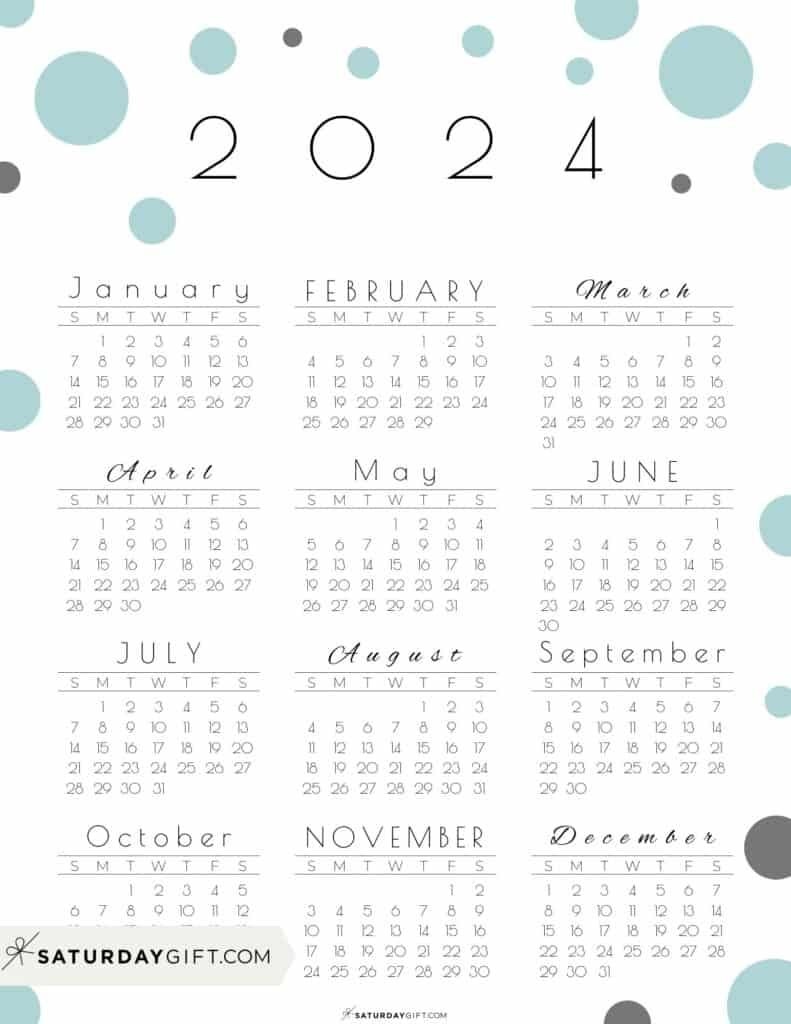 2024 Pastel Dots Printable Calendar in Free Printable Calendar 2024 Pinterest