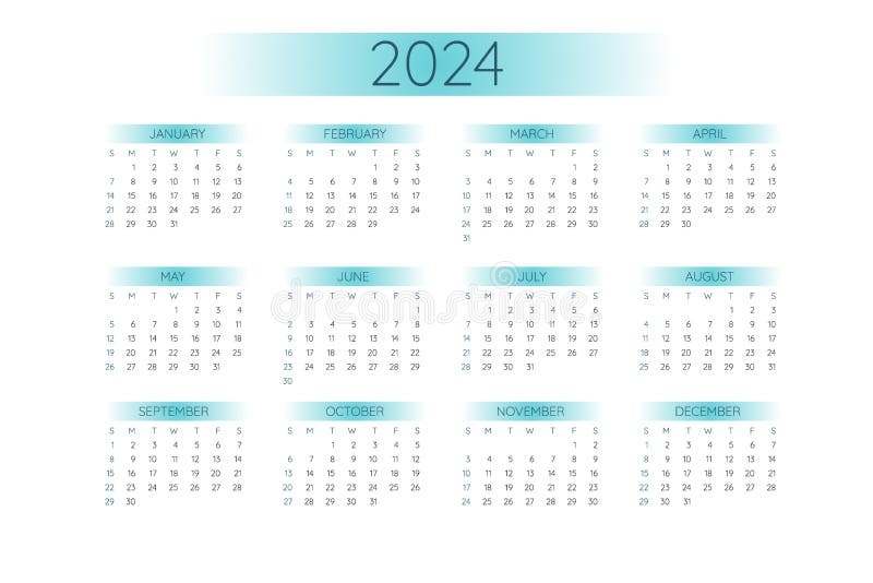 2024 Pocket Calendar Template In Strict Minimalistic Style With Mint - Free Printable 3x5 Pocket Calendar 2024