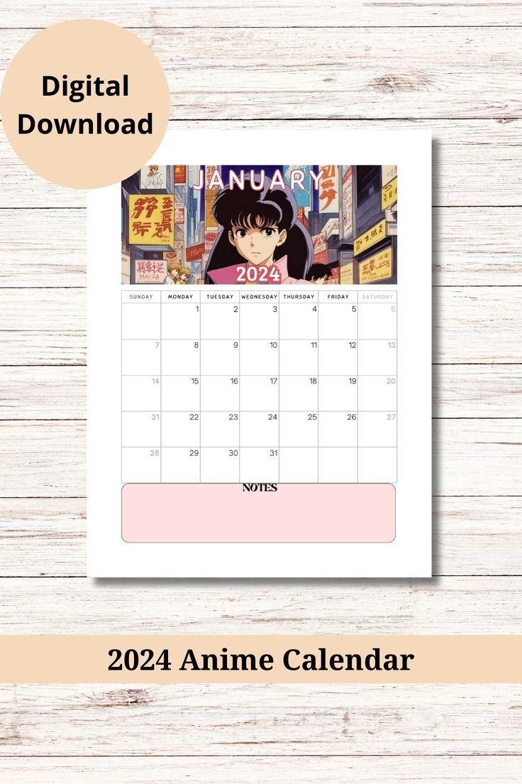 2024 Printable And Fillable Anime Calendar | Anime, Printable with Free Printable Anime Calendar 2024