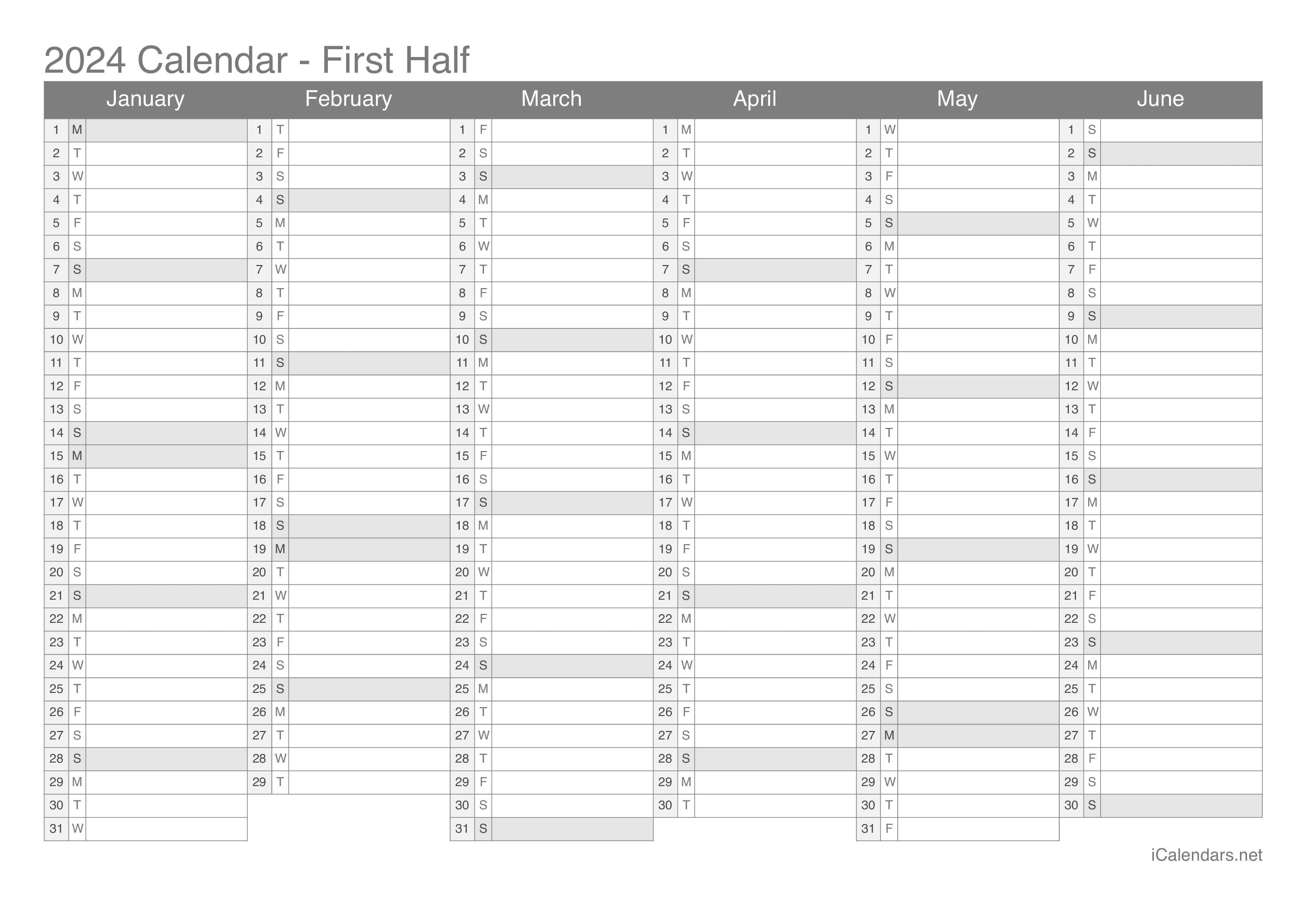 2024 Printable Calendar - Pdf Or Excel with regard to Free Printable Blank Year Calendar Template 2024