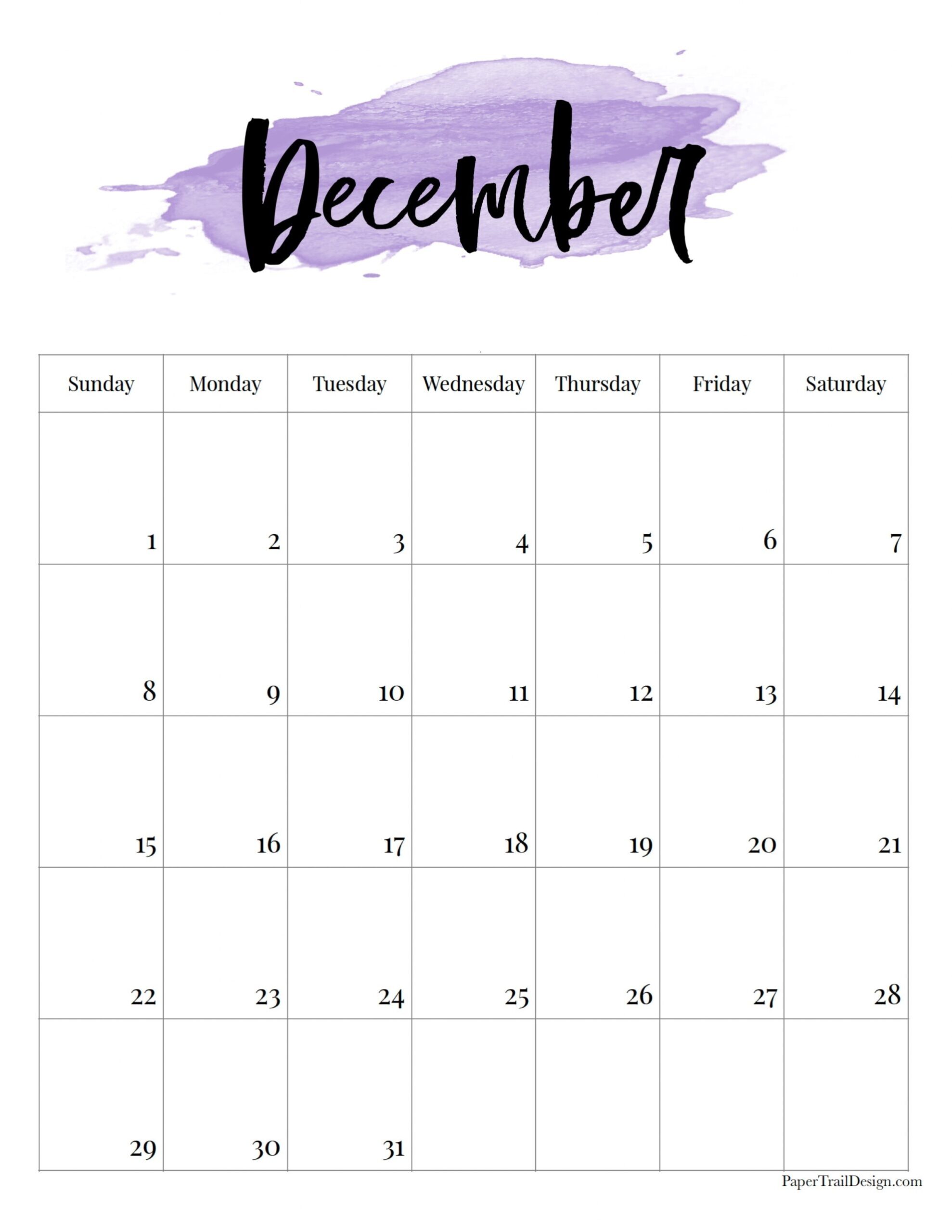 2024 Printable Calendar – Watercolor - Paper Trail Design intended for Free Printable Calendar 2024 Design