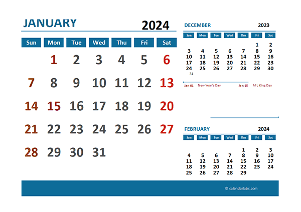 2024 Printable Calendar With Holidays Pdf Excel File Free Printable - Free Printable 2024 Desk Calendar With Holidays