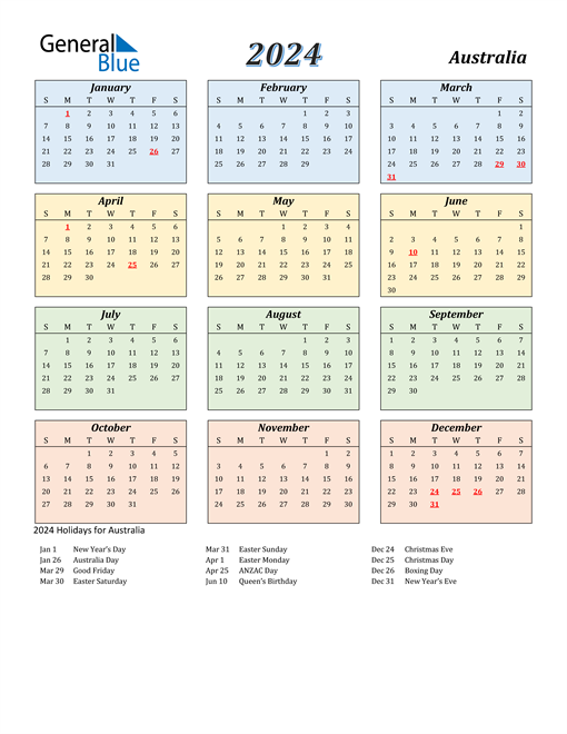 2024 Printable Calendar With Holidays Printable World Holiday - Free Printable 2024 Calendar Australia Template