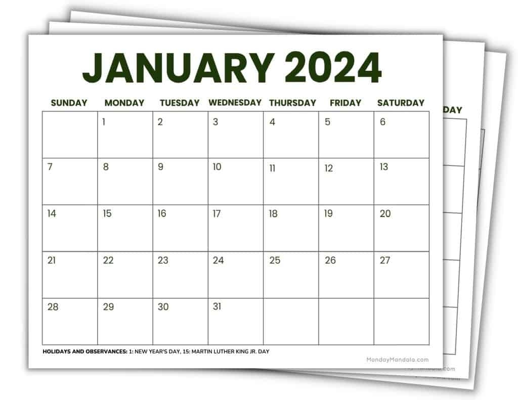 2024 Printable Calendars (56 Free Pdf Printables) for Free Printable Blank Calendar 2024 Pdf