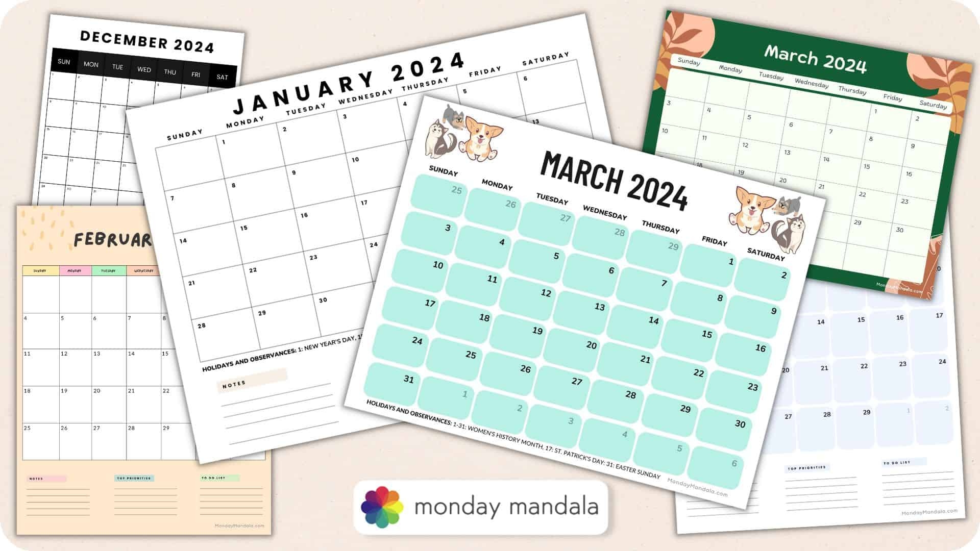 2024 Printable Calendars (56 Free Pdf Printables) for Free Printable Calendar 2024 Printable Calendar