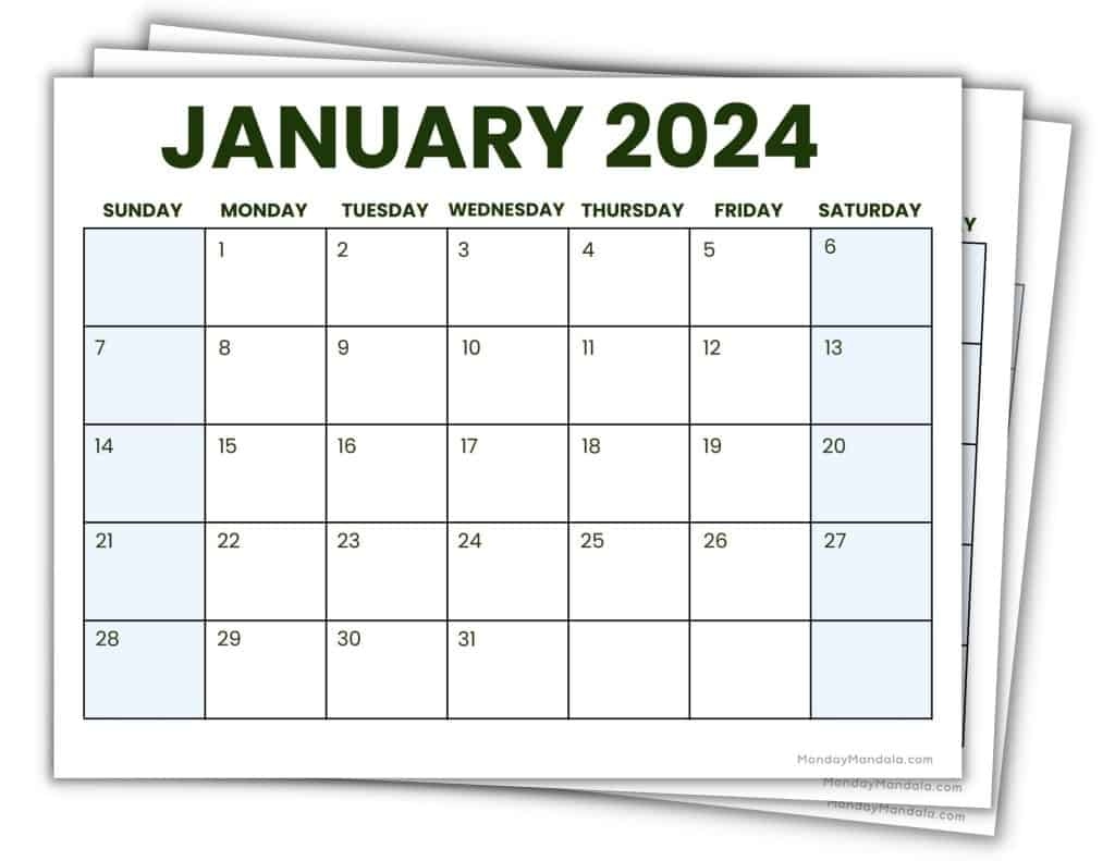 2024 Printable Calendars (56 Free Pdf Printables) in Free Printable Blank Calendar 2024 Pdf