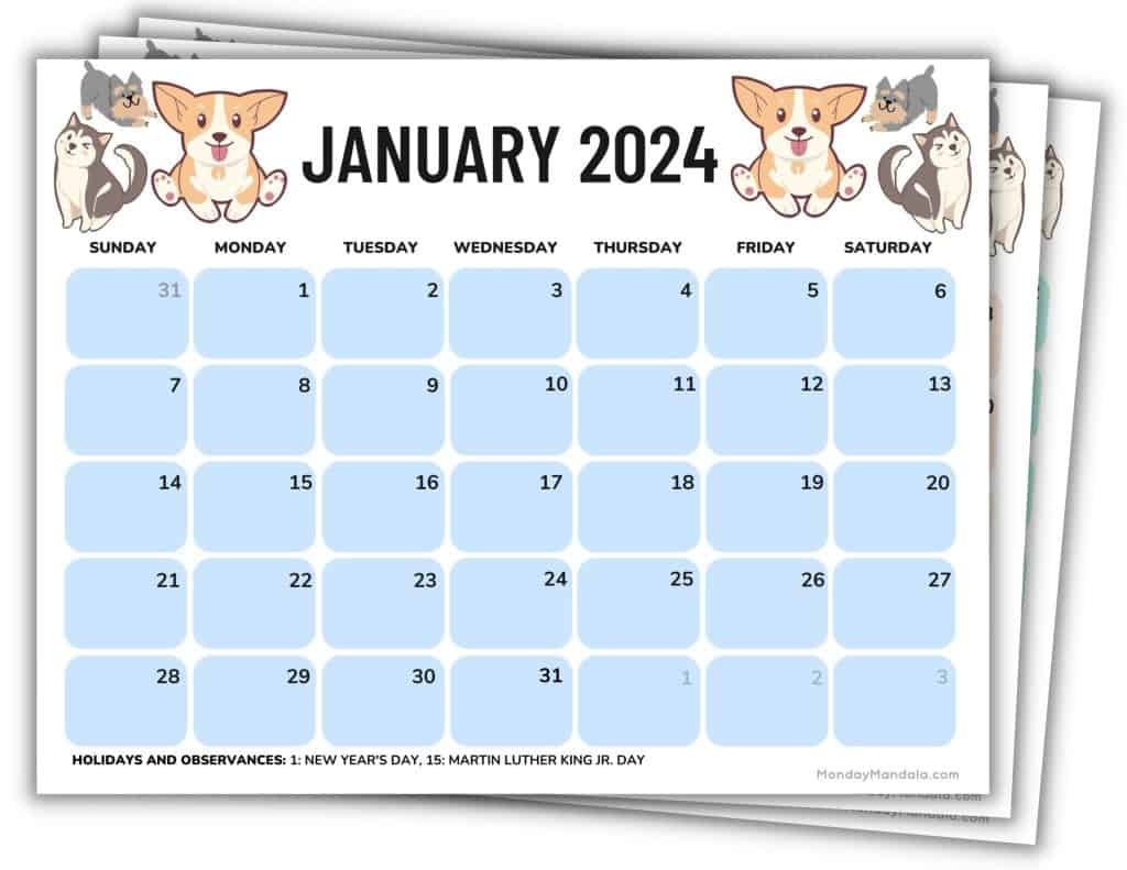2024 Printable Calendars (56 Free Pdf Printables) intended for Free Printable Animal Calendar 2024
