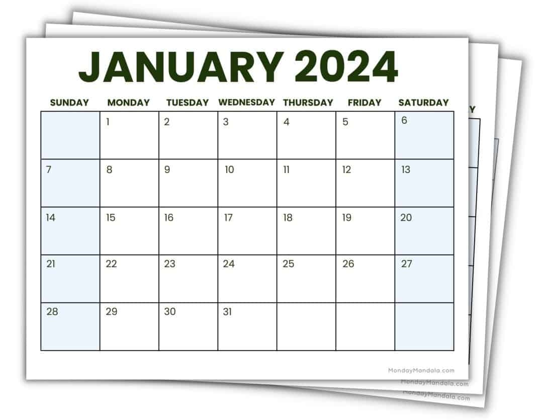 2024 Printable Calendars 56 Free PDF Printables - Free Printable 2024 Montly Calendar