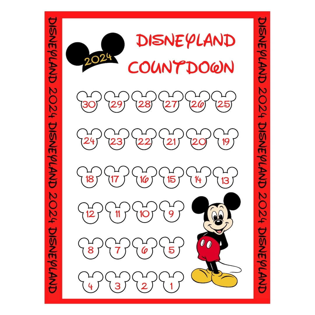 2024 Printable Disneyland Travel Countdown Calendar Instant with regard to Free Printable Calendar 2024 Disney