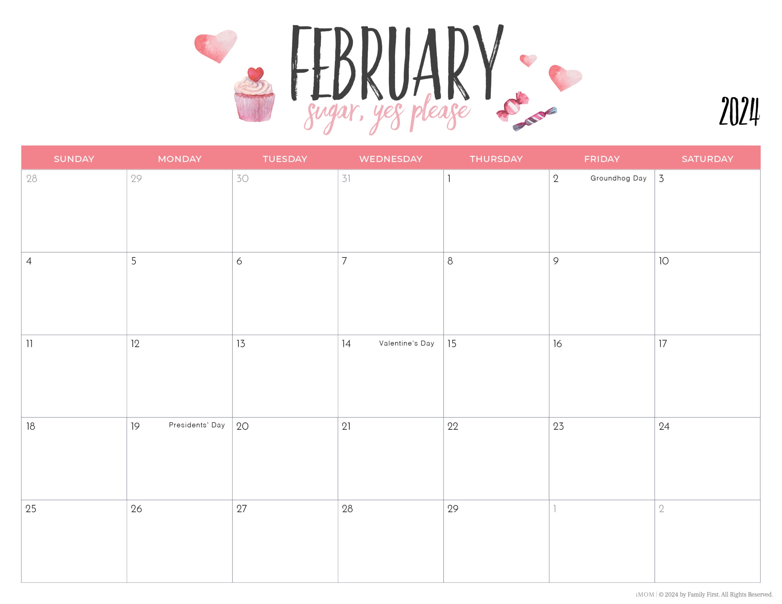 2024 Printable Monthly Calendar With Holidays Canada Post February  - Free Printable 2024 Monthly Calendar With Holidays Imom