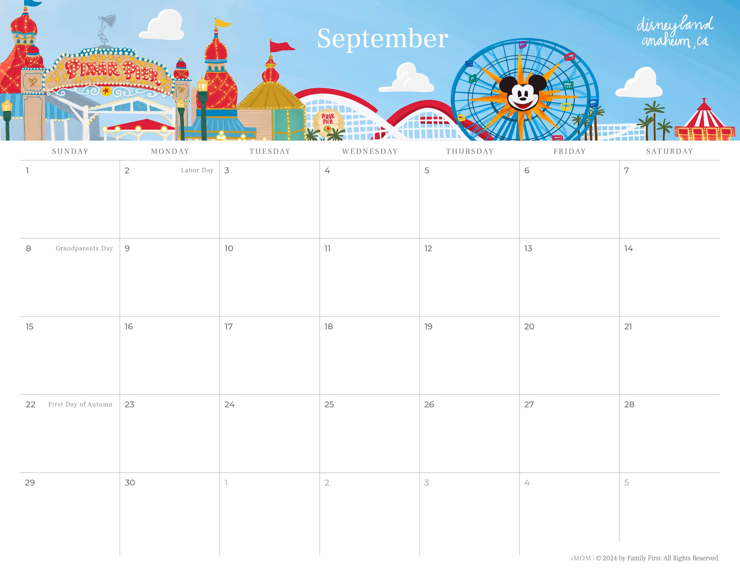 2024 Printable Travel Calendar For Moms - Imom in Free Printable Calendar 2024 Disney