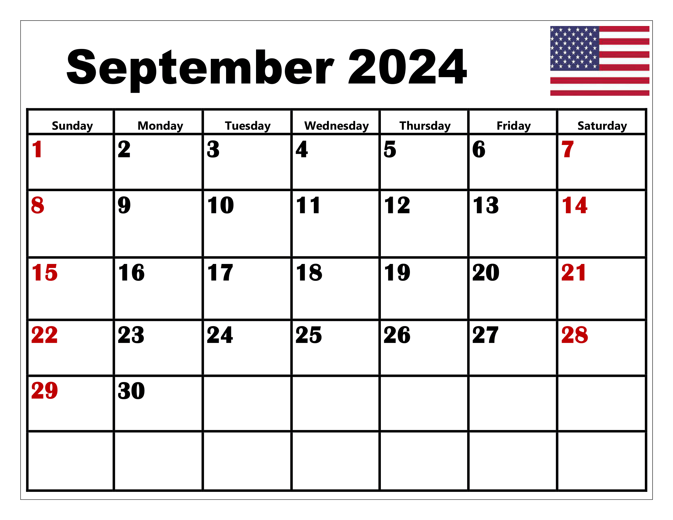 2024 September Calendar With Holidays Dara Milzie - Free Printable 2024 Calendar September