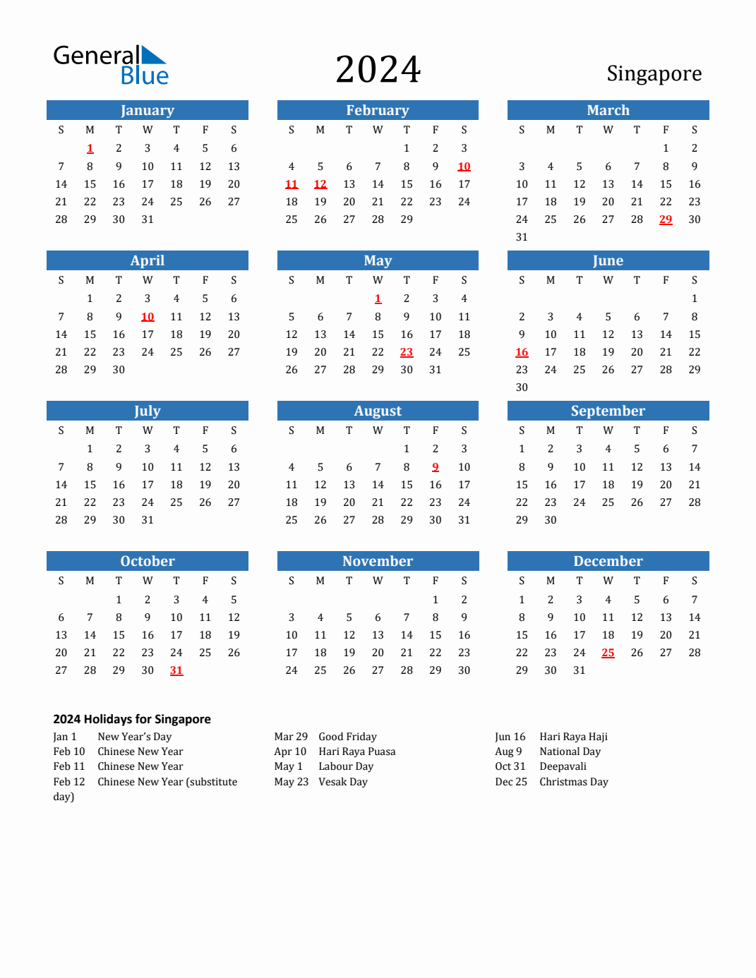 2024 Singapore Calendar With Holidays for Free Printable Calendar 2024 Singapore