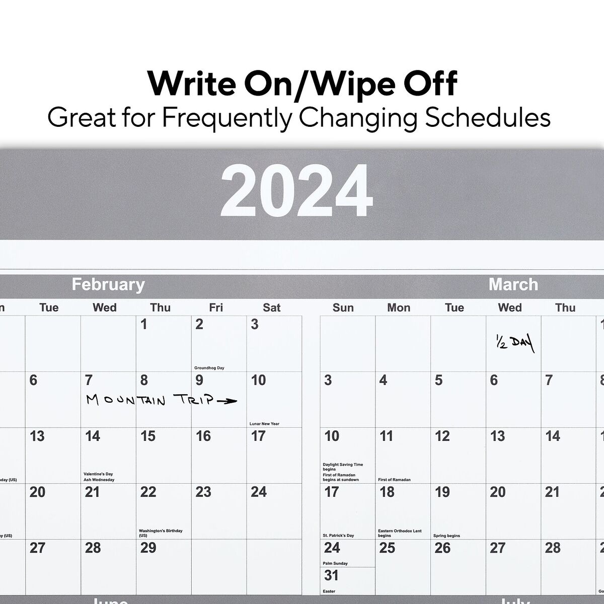 2024 Staples 48&amp;quot; X 32&amp;quot; Dry Erase Wall Calendar Gray/White (St58450 with Free Printable Bic Calendar 2024