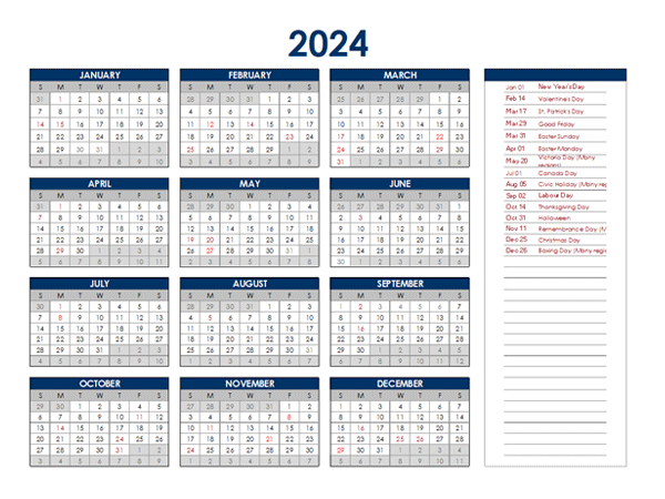 2024 Stat Holiday Calendar Canada Leola Nikolia - Free Printable 2024 Canada Calendar With Holidays