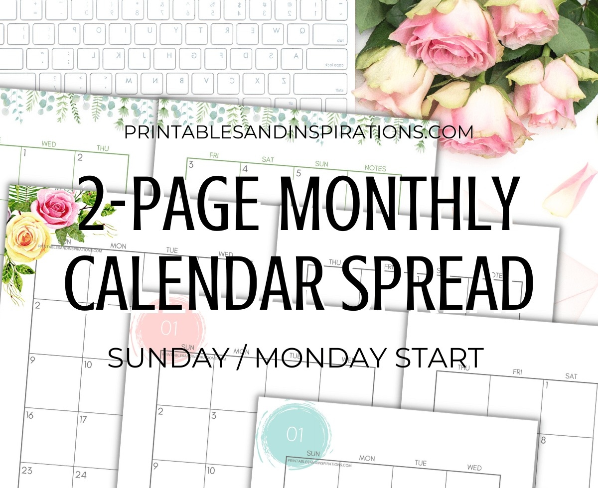2024 Two Page Calendar Monthly Spread – Free Printable intended for Free Printable Calendar 2024 2 Months Per Page With Holidays
