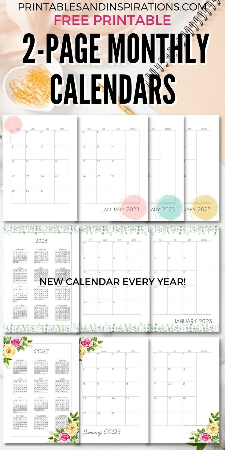 2024 Two Page Calendar Monthly Spread – Free Printable within Free Printable Bi-Monthly Calendar 2024