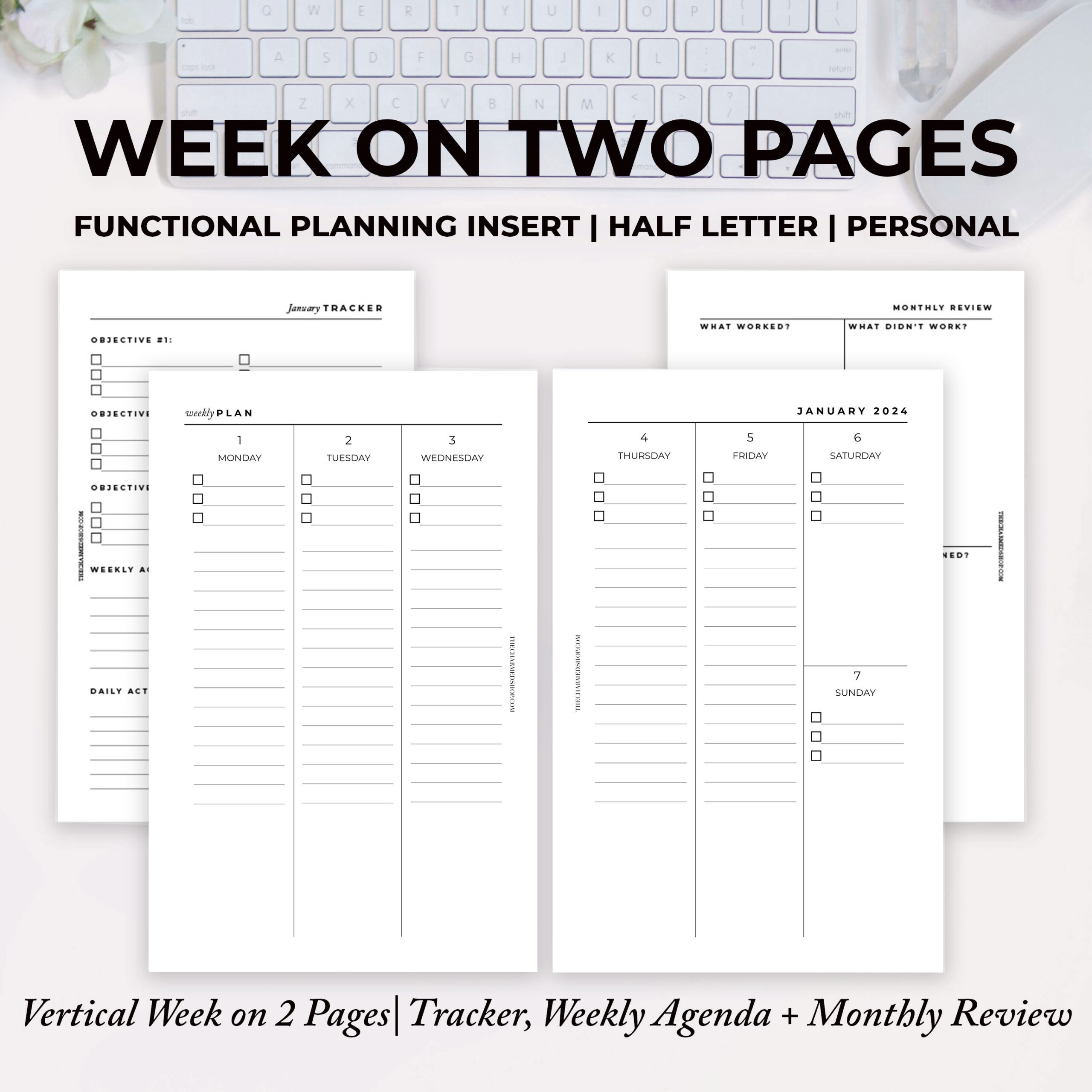 2024 Vertical Week On Two Pages Agenda {Printable Pdf} - The within Free Printable Bi Monthly Calendar 2024