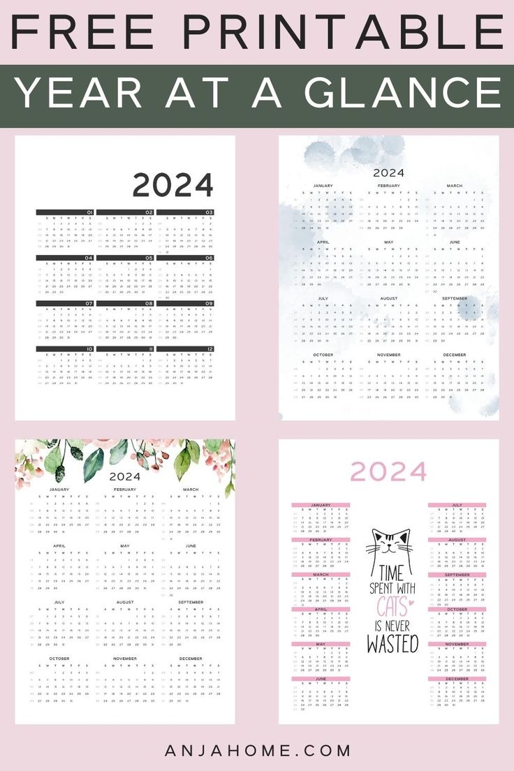 2024 Year At A Glance Calendar - Anjahome | At A Glance Calendar for Free Printable Calendar 2024 Pinterest