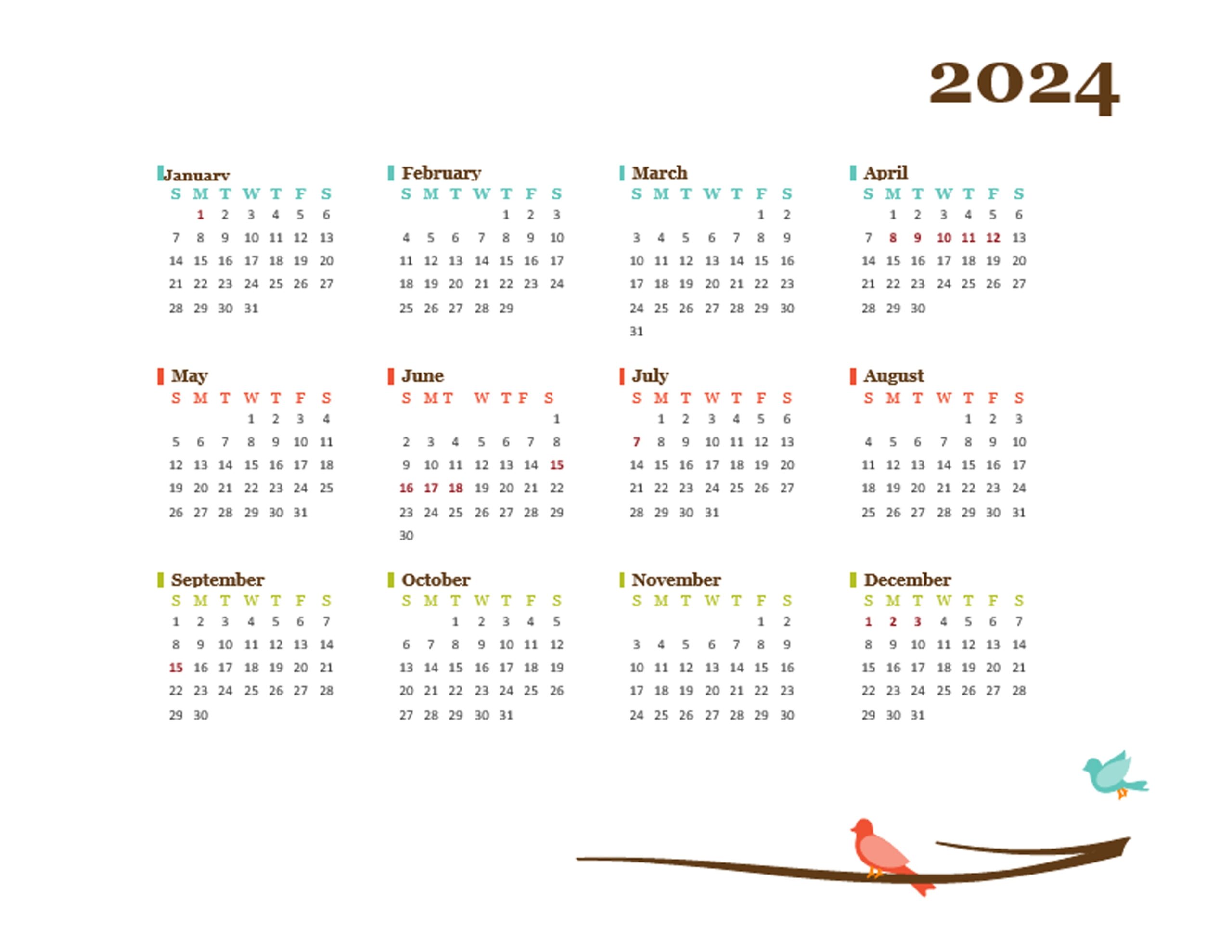 2024 Yearly UAE Calendar Design Template Free Printable Templates - Free Printable 2024 Calendar With Uae Holidays