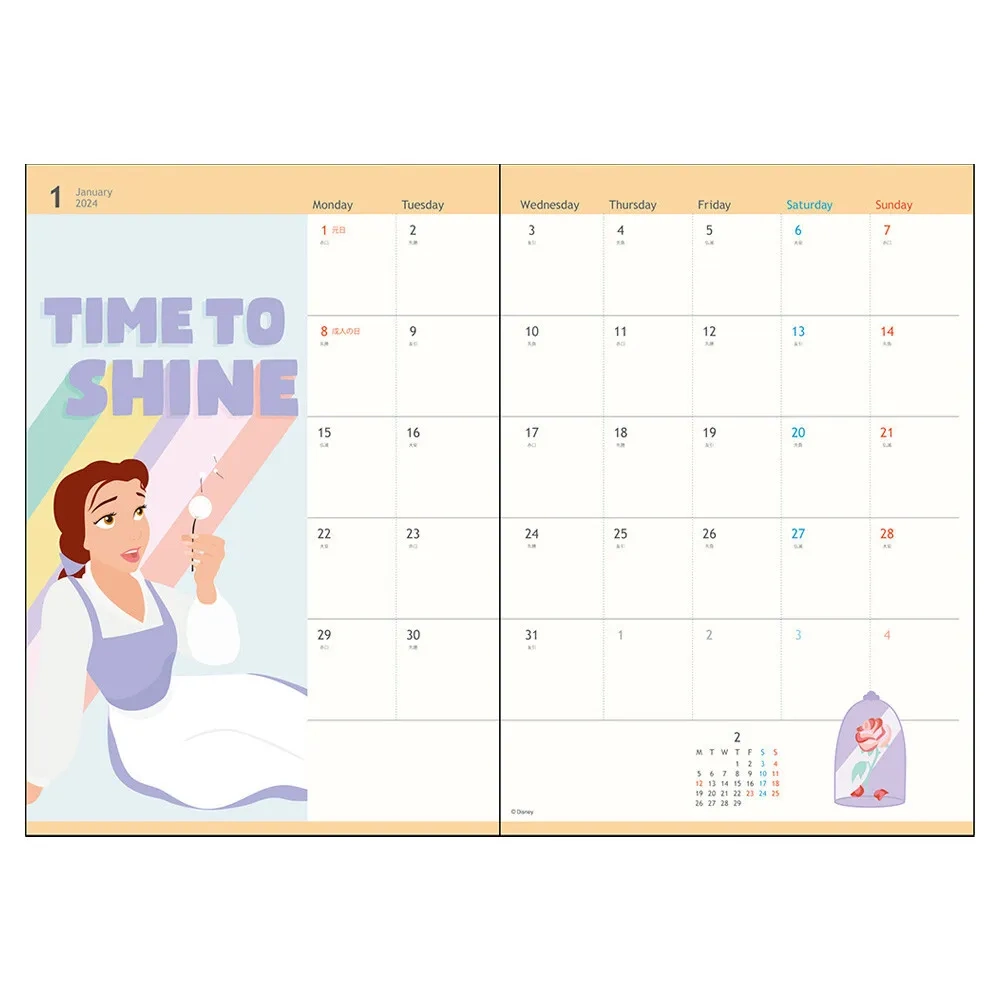 2024 Zeitplanbuch Agenda Planer Sunstar Disney Prinzessin B6 Monatlich #01 within Free Printable Calendar 2024 Disney
