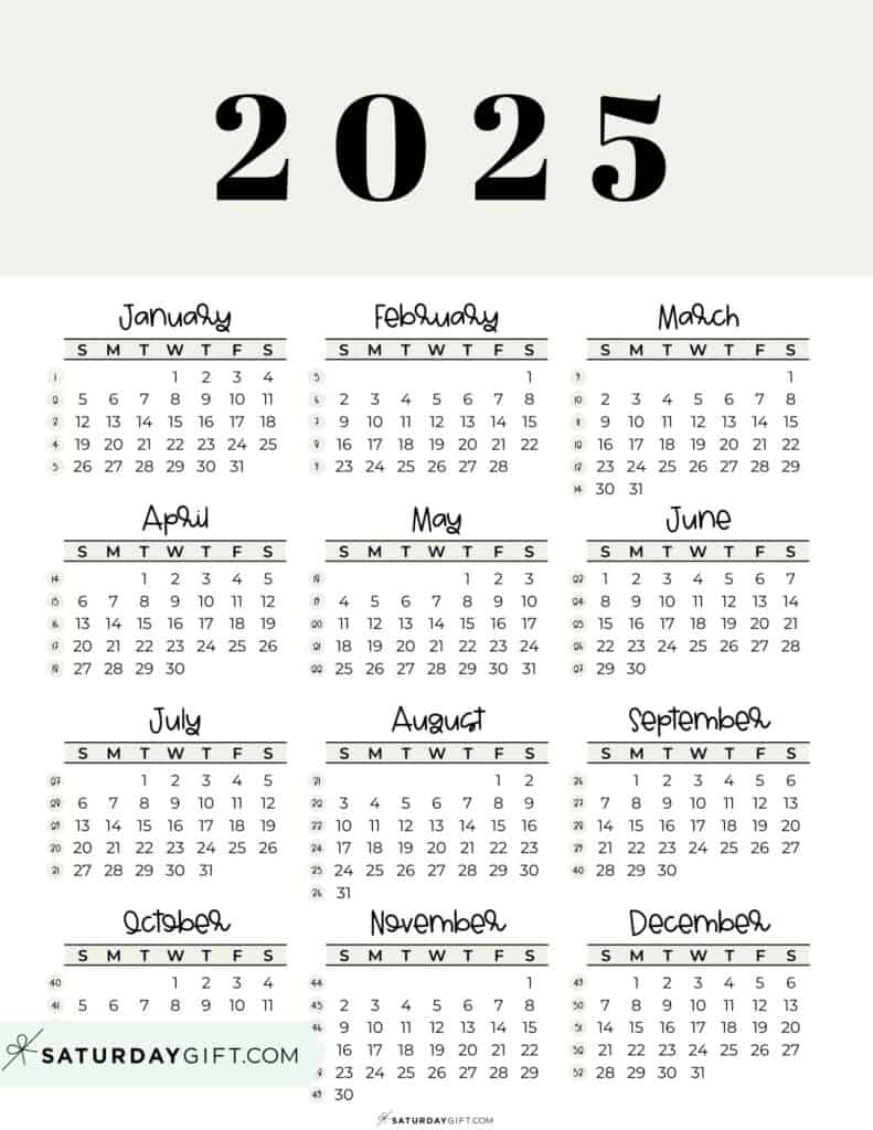 2025 Calendar Printable - 18 Cute &amp;amp; Free 2025 Yearly Calendar intended for Free Printable Calendar 2024-2025 Cute Vertical