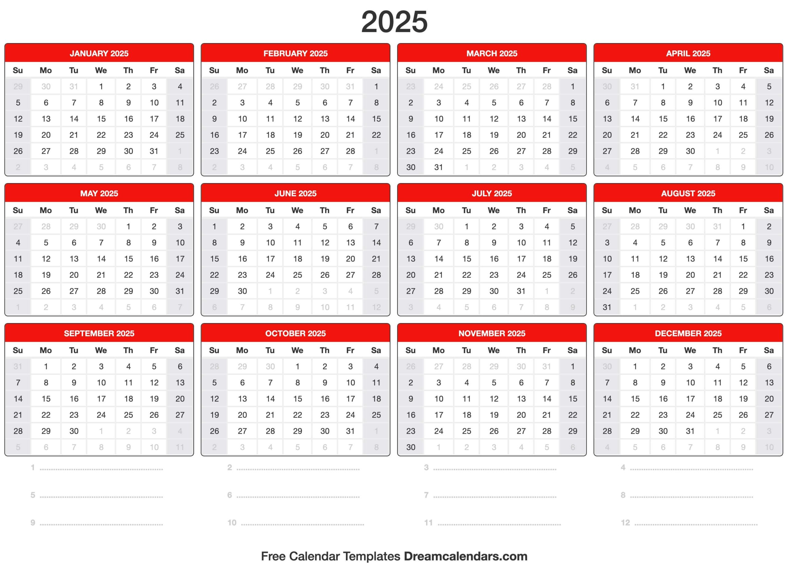 2025 Calendar Printable - Free Printable 5 Year Calendar 2024 To 2025
