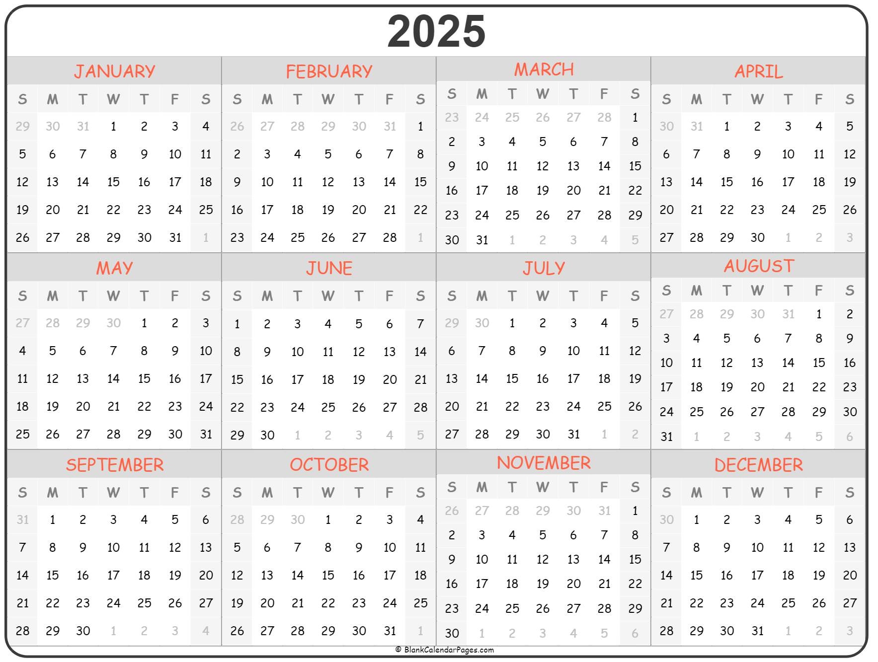 2025 Year Calendar Yearly Printable - Free Printable 2024 And 2025 Monthly Calendar Monday Start