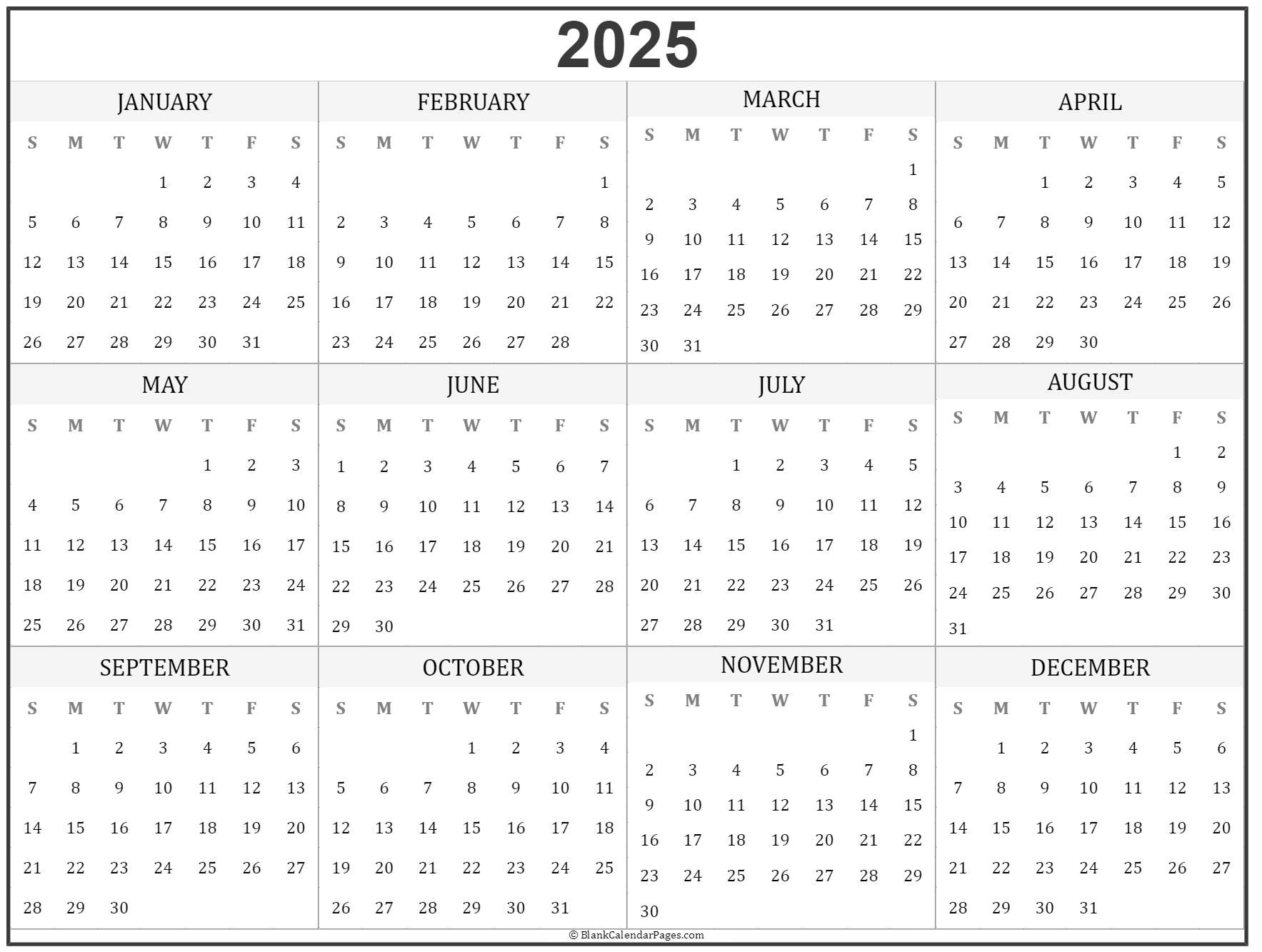 2025 Year Calendar Yearly Printable - Free Printable 2024 And 2025 Calendar Template