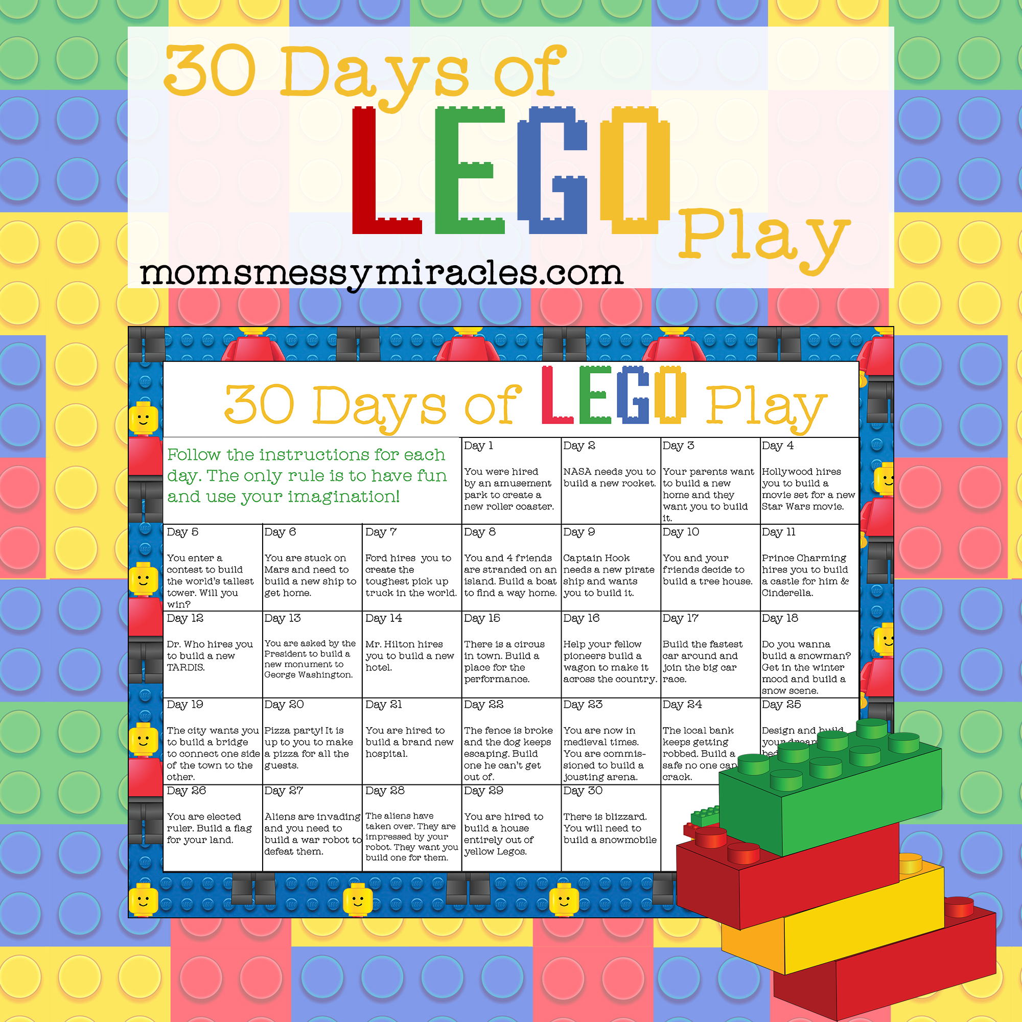 30 Days Of Lego Play - Free Printable Calendar - The Shirley Journey with Free Printable Calendar 2024 Lego