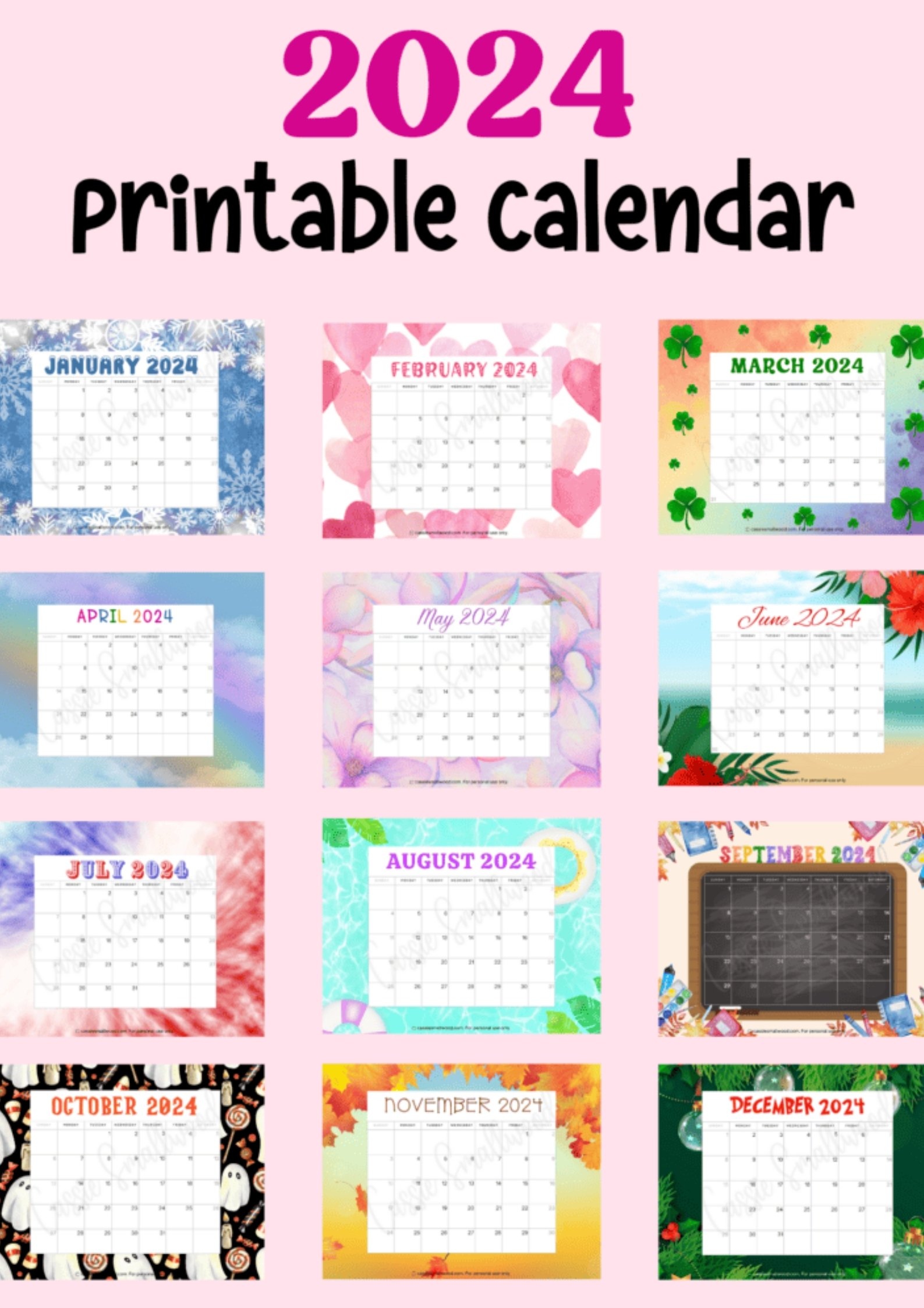 30+ Free Printable Calendars 2024 — Gathering Beauty throughout Free Printable Calendar 2024 Colorful
