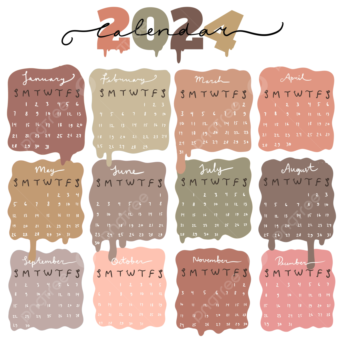 Aesthetic 2024 Calendar Handwriting, 2024 Calendar, Aesthetic regarding Free Printable Calendar 2024 Aesthetic