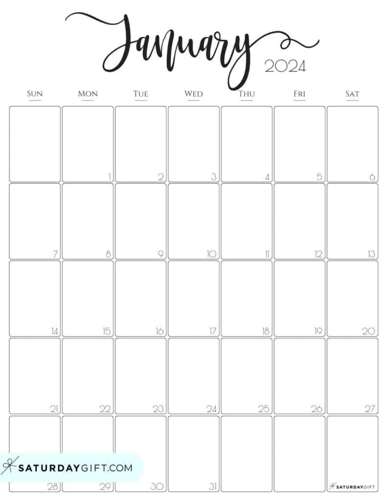 Aesthetic Printable Vertical Calendar 2024Saturday Gift intended for Free Printable Calendar 2024 Starting Monday