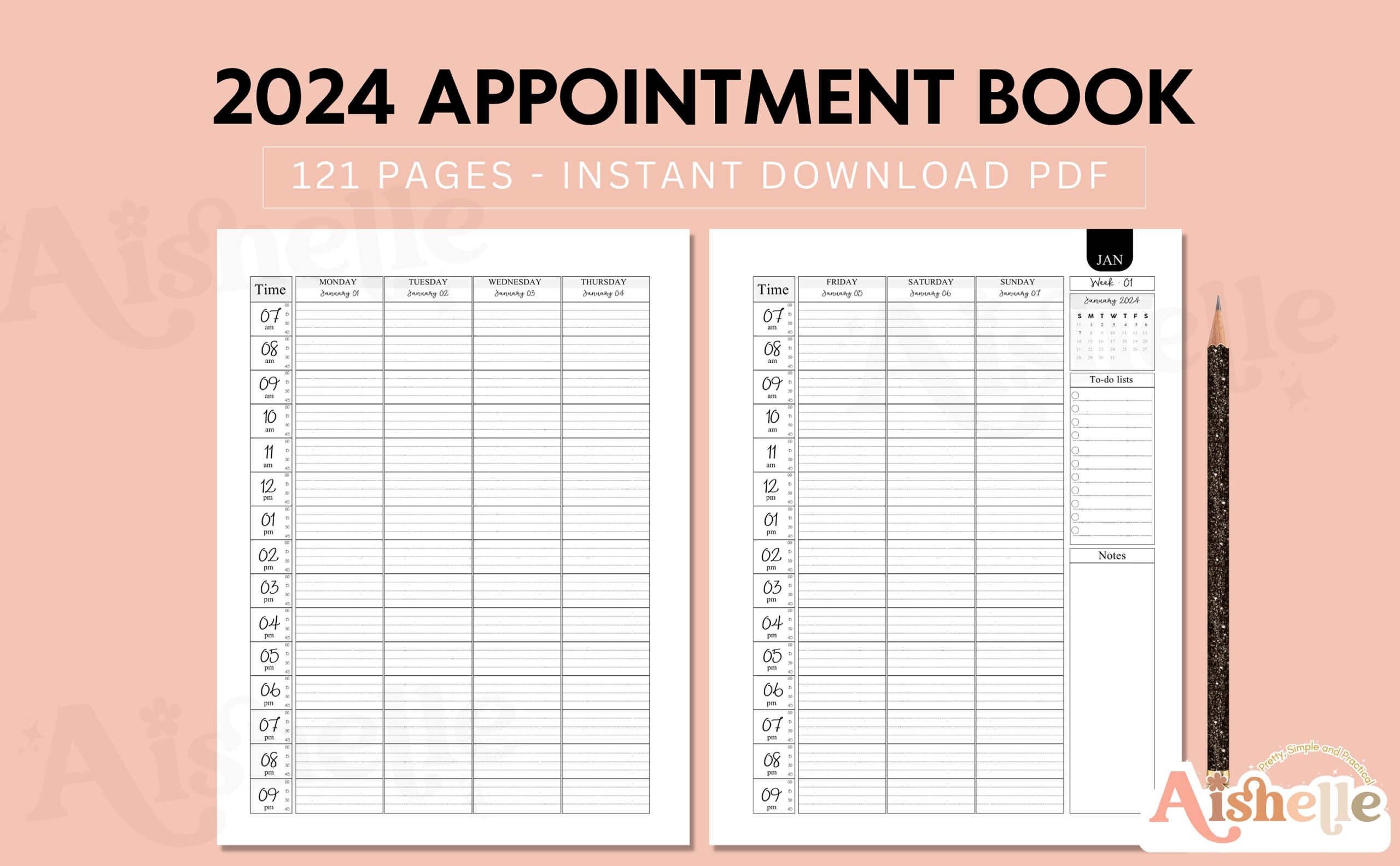 Appointment Planner 2024, Printable Appointment Book, 15 Minute regarding Free Printable Appointment Calendar 2024