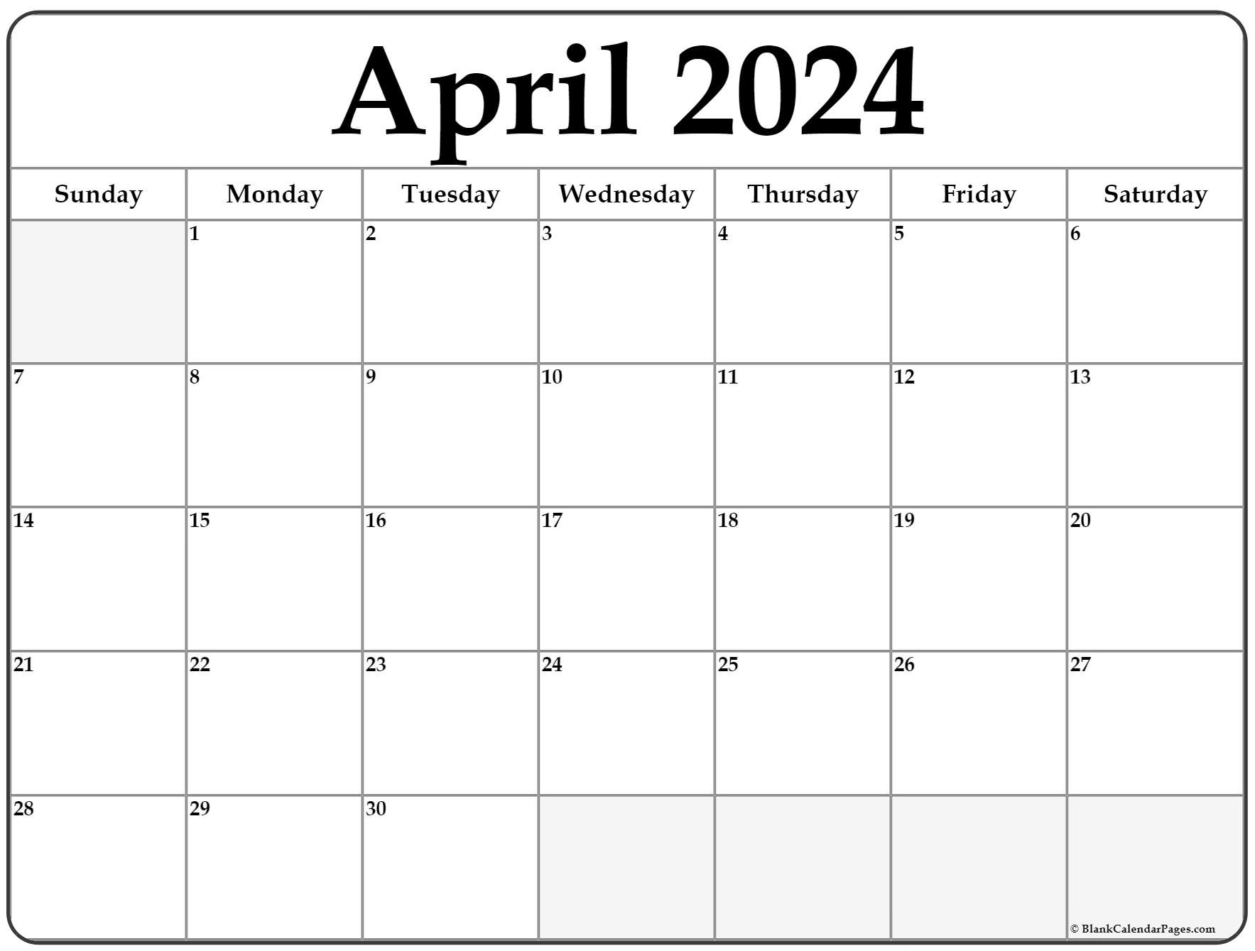 April 2024 Calendar | Free Printable Calendar within Free Printable Blank Calendar April 2024