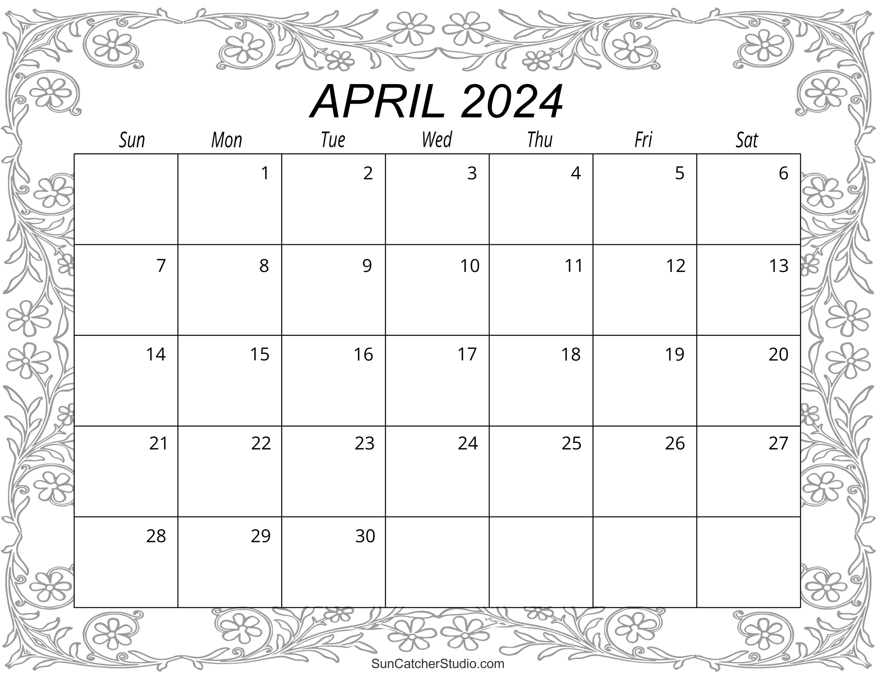 April 2024 Calendar (Free Printable) – Diy Projects, Patterns for Free Printable Calendar April 2024 Landscape