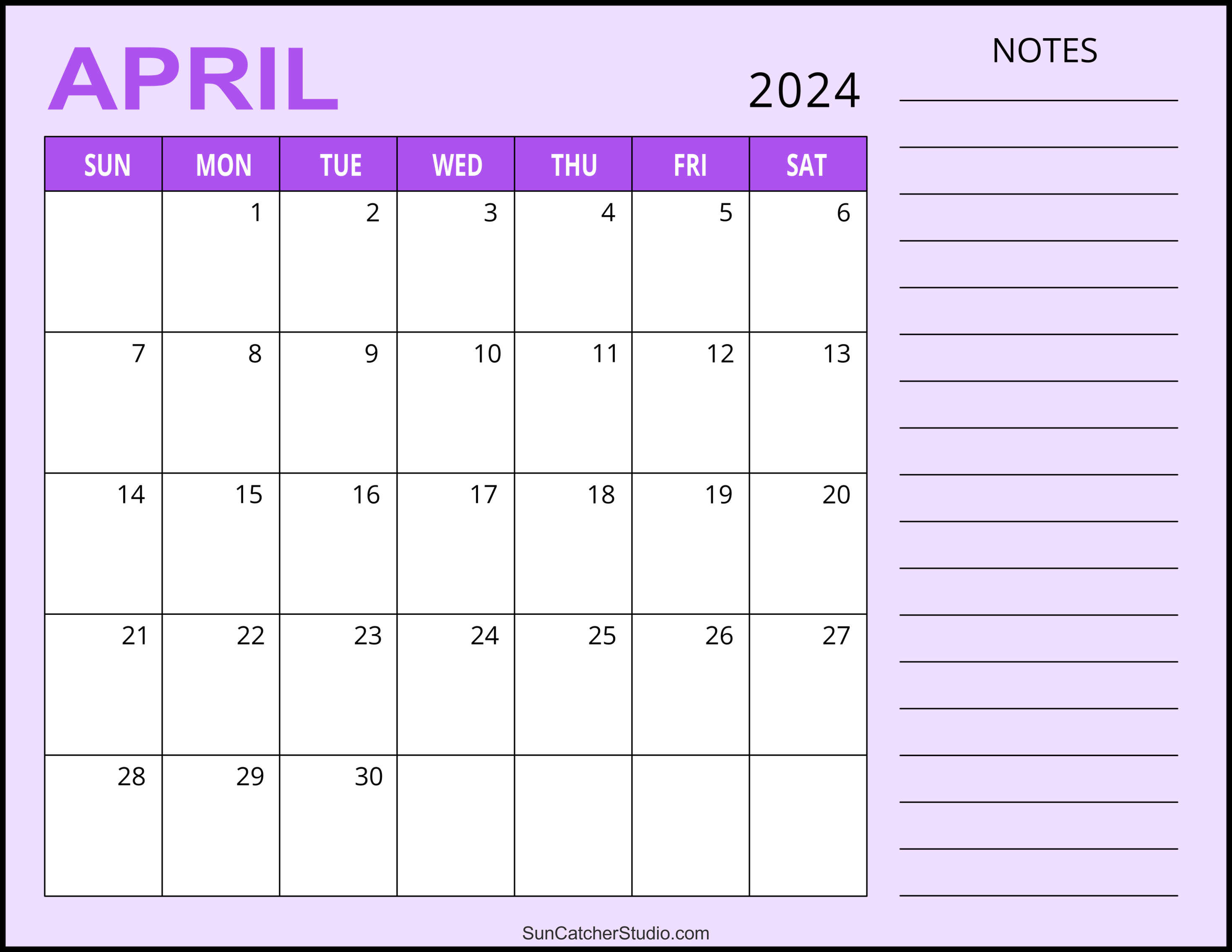 April 2024 Calendar (Free Printable) – Diy Projects, Patterns within Free Printable April 2024 Calendar With Lines