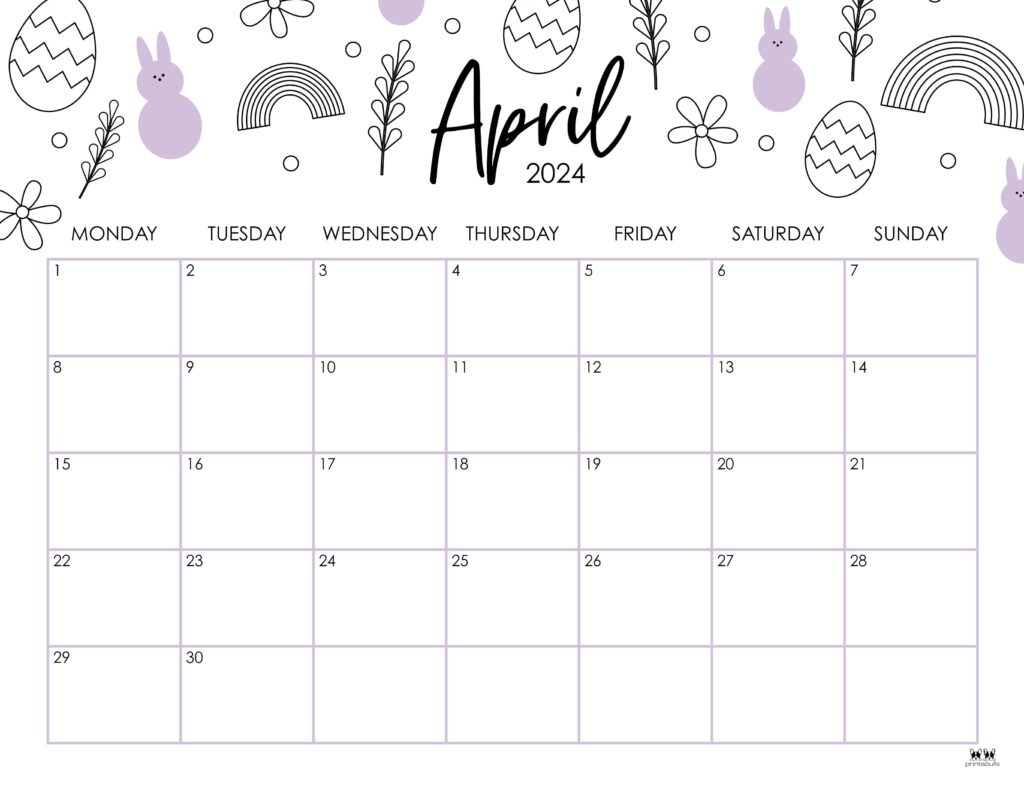 April 2024 Calendars - 50 Free Printables | Printabulls pertaining to Free Printable April 2024 Calendar With Clip Art